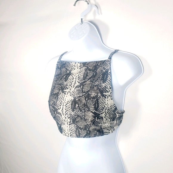 Arie High Neck Swim Top Size Large Grey Snake Skin - Picture 3 of 8